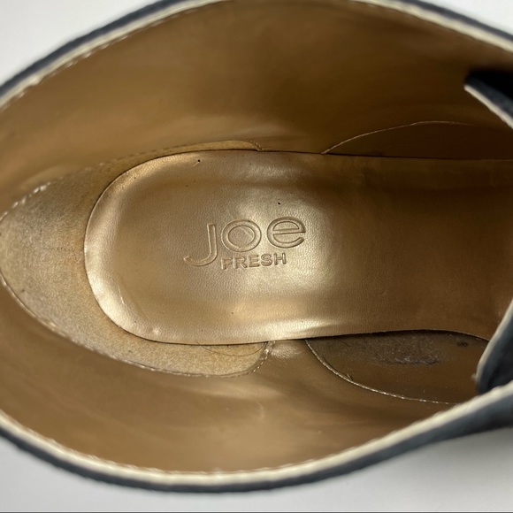 Joe Fresh black suede lace up white heels bootie Size 6 - Picture 3 of 8